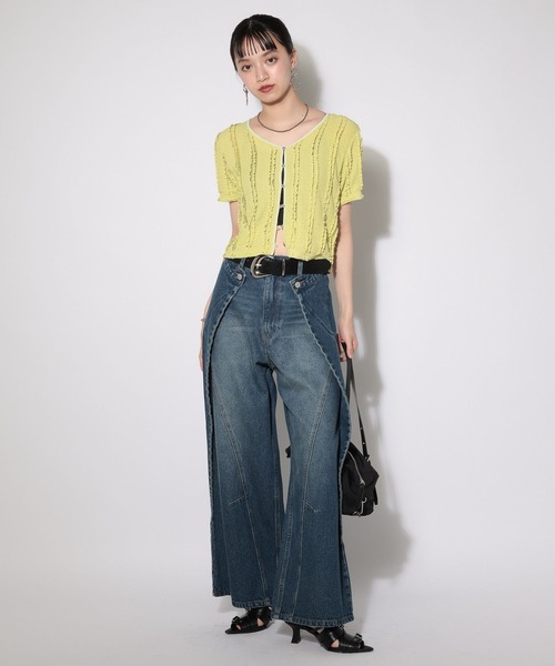 PAGEBOY(ページボーイ)の「フリルカットジャガードショートスリーブ /カーディガン(シャツ/ブラウス・レディース・ブラック/レッド/ライム/オフホワイト/ブラック系その他・FREE)」の9枚目の写真