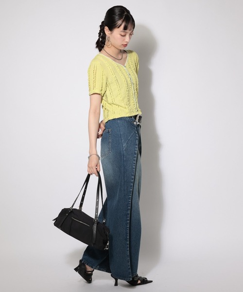 PAGEBOY(ページボーイ)の「フリルカットジャガードショートスリーブ /カーディガン(シャツ/ブラウス・レディース・ブラック/レッド/ライム/オフホワイト/ブラック系その他・FREE)」の11枚目の写真