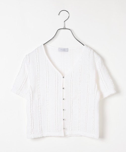 PAGEBOY(ページボーイ)の「フリルカットジャガードショートスリーブ /カーディガン(シャツ/ブラウス・レディース・ブラック/レッド/ライム/オフホワイト/ブラック系その他・FREE)」の18枚目の写真
