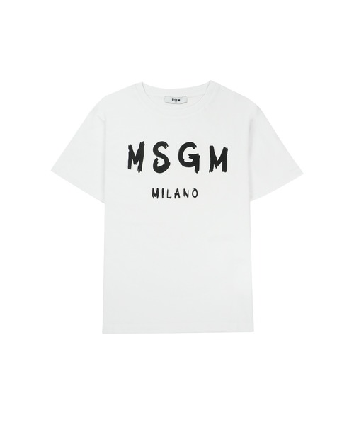 MSGM KIDS(エムエスジーエムキッズ)の「【NEW】MSGM KIDS ブラッシュロゴTシャツ(Tシャツ/カットソー・キッズ・ブラック×ピンク/ライトイエロー/ブラック/ブラウン系/ホワイト/サンドベージュ/ブルー系・4/10/12/14/8)」の1枚目の写真