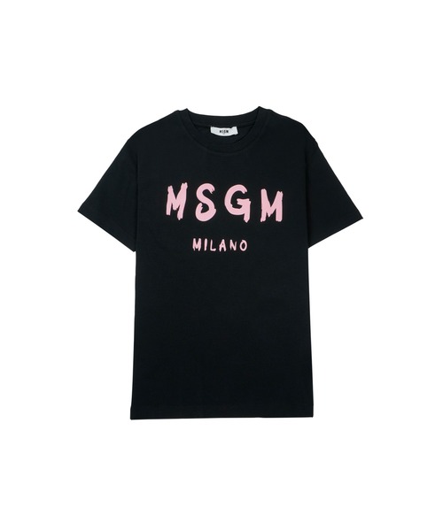 MSGM KIDS(エムエスジーエムキッズ)の「【NEW】MSGM KIDS ブラッシュロゴTシャツ(Tシャツ/カットソー・キッズ・ブラック×ピンク/ライトイエロー/ブラック/ブラウン系/ホワイト/サンドベージュ/ブルー系・4/10/12/14/8)」の3枚目の写真