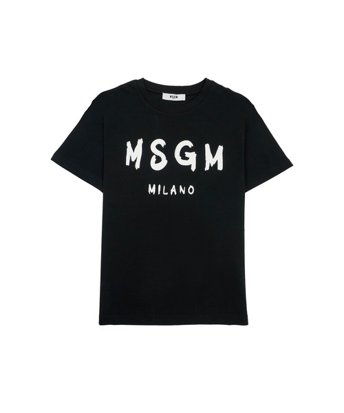 MSGM KIDS(エムエスジーエムキッズ)の「【NEW】MSGM KIDS ブラッシュロゴTシャツ(Tシャツ/カットソー・キッズ・ブラック×ピンク/ライトイエロー/ブラック/ブラウン系/ホワイト/サンドベージュ/ブルー系・4/10/12/14/8)」の2枚目の写真
