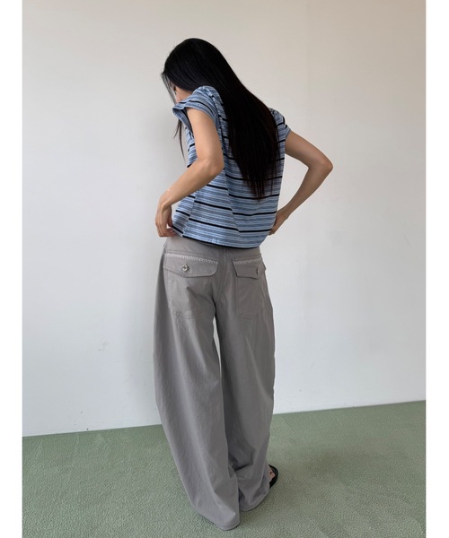 Didot.showroom（ディドット ショールーム）の「配色ボーダーT（Tシャツ/カットソー・レディース・レッド/スカイブルー/カーキ・FREE）」の4枚目の写真