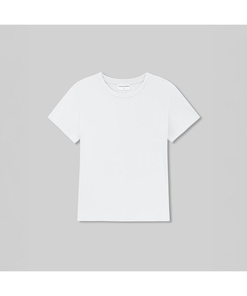 MUSINSA STANDARD WOMAN(ムシンサスタンダードウーマン)の「ウィメンズシアースリムTシャツ(5色)(Tシャツ/カットソー・レディース・ブラック/ライトブルー/ホワイト/ピンク/ライトグリーン・X-SMALL/SMALL/MEDIUM/LARGE)」の2枚目の写真