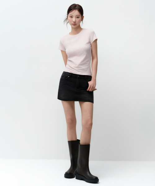 MUSINSA STANDARD WOMAN(ムシンサスタンダードウーマン)の「ウィメンズシアースリムTシャツ(5色)(Tシャツ/カットソー・レディース・ブラック/ライトブルー/ホワイト/ピンク/ライトグリーン・X-SMALL/SMALL/MEDIUM/LARGE)」の8枚目の写真