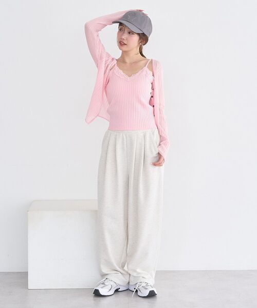 earth music&ecology(アースミュージックアンドエコロジー)の「レースリブキャミソール(キャミソール・レディース・ピンク/ブラック/ホワイト系その他2/グレー・FREE)」の9枚目の写真