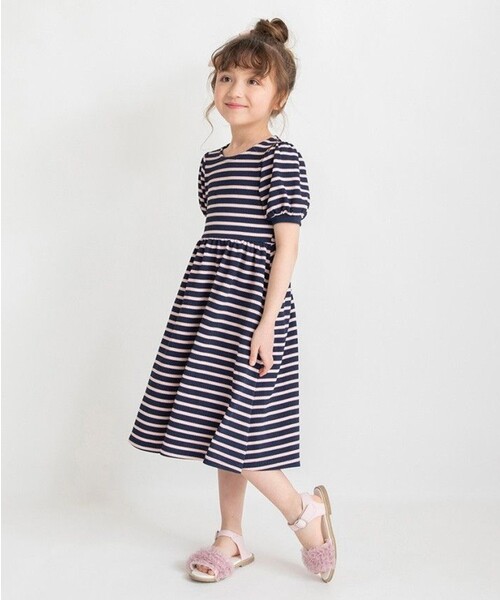 BRANSHES(ブランシェス)の「カットジャガードワンピース(ワンピース・キッズ・アイボリー/ネイビー・100/120/140/110/130/150)」の2枚目の写真