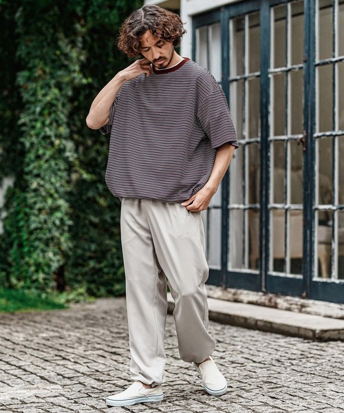 CAMBIO(カンビオ)の「mt10492- マルチボーダースピンドルTシャツ(Tシャツ/カットソー・メンズ・ワイン/カーキ/ベージュ・XL/L/M)」の10枚目の写真