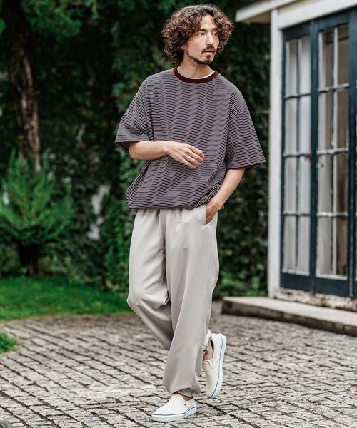 CAMBIO(カンビオ)の「mt10492- マルチボーダースピンドルTシャツ(Tシャツ/カットソー・メンズ・ワイン/カーキ/ベージュ・XL/L/M)」の11枚目の写真