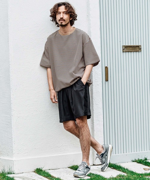 CAMBIO(カンビオ)の「mt10492- マルチボーダースピンドルTシャツ(Tシャツ/カットソー・メンズ・ワイン/カーキ/ベージュ・XL/L/M)」の14枚目の写真