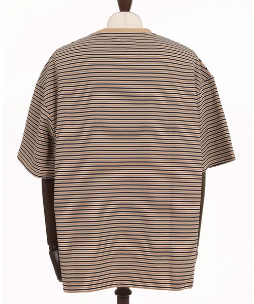 CAMBIO(カンビオ)の「mt10492- マルチボーダースピンドルTシャツ(Tシャツ/カットソー・メンズ・ワイン/カーキ/ベージュ・XL/L/M)」の22枚目の写真