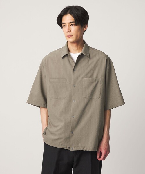 UNITED ARROWS(ユナイテッドアローズ)の「DotAir ドットエア サッカー ダブルポケットシャツ 吸水速乾(シャツ/ブラウス・メンズ・ブラック/オリーブ・M/L/S/XL)」の2枚目の写真