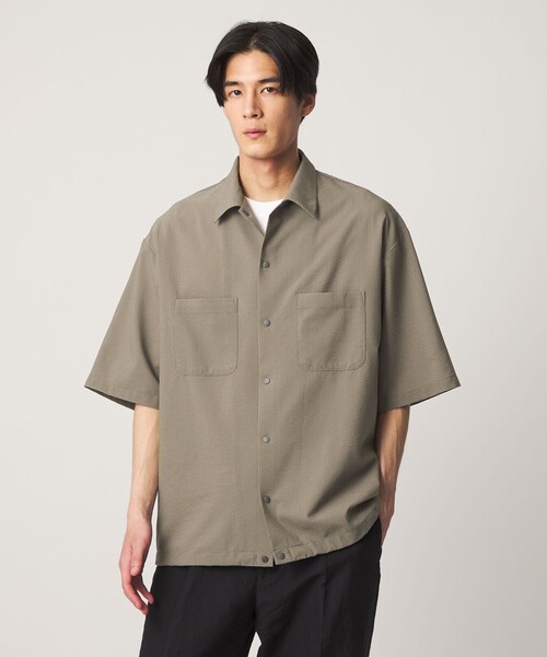 UNITED ARROWS(ユナイテッドアローズ)の「DotAir ドットエア サッカー ダブルポケットシャツ 吸水速乾(シャツ/ブラウス・メンズ・ブラック/オリーブ・M/L/S/XL)」の3枚目の写真