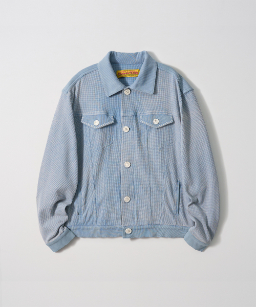 GARMENTS FAB(ガーメンツファブ)の「Washed Waffle Jacket (SKY BLUE)(デニムジャケット・レディース・その他・MEDIUM/LARGE)」の1枚目の写真