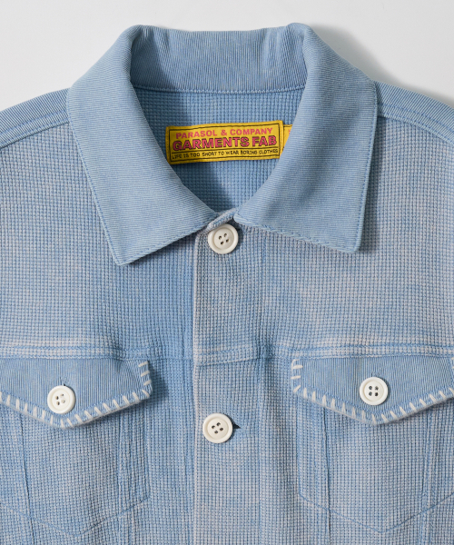 GARMENTS FAB(ガーメンツファブ)の「Washed Waffle Jacket (SKY BLUE)(デニムジャケット・レディース・その他・MEDIUM/LARGE)」の3枚目の写真