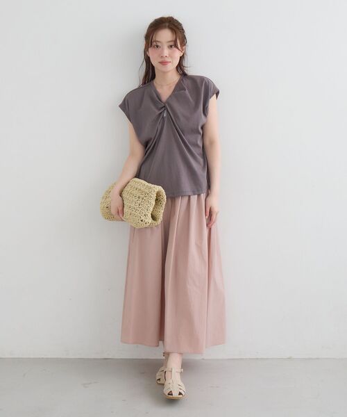 le.coeur blanc(ルクールブラン)の「【撥水・UV・接触冷感】ギャザースカート(スカート・レディース・ライトピンク/ブラック/カーキオリーブ・38/36)」の7枚目の写真