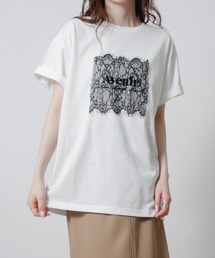 レースロゴ刺繍Tシャツ 半袖Tシャツ ロゴTシャツ