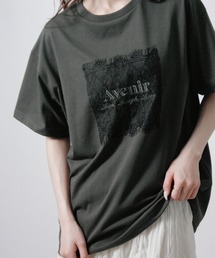 レースロゴ刺繍Tシャツ 半袖Tシャツ ロゴTシャツ