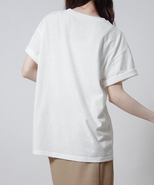 Social GIRL(ソーシャルガール)の「レースロゴ刺繍Tシャツ 半袖Tシャツ ロゴTシャツ(Tシャツ/カットソー・レディース・オフホワイト/チャコール/ブラック・M)」の6枚目の写真