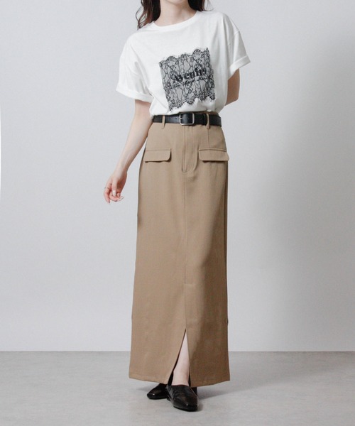 Social GIRL(ソーシャルガール)の「レースロゴ刺繍Tシャツ 半袖Tシャツ ロゴTシャツ(Tシャツ/カットソー・レディース・オフホワイト/チャコール/ブラック・M)」の9枚目の写真