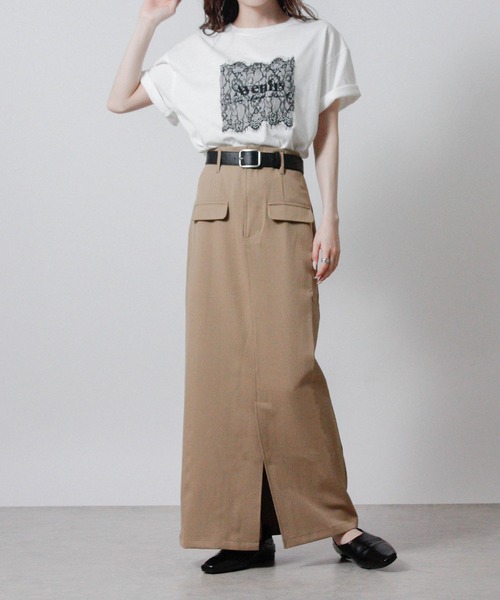 Social GIRL(ソーシャルガール)の「レースロゴ刺繍Tシャツ 半袖Tシャツ ロゴTシャツ(Tシャツ/カットソー・レディース・オフホワイト/チャコール/ブラック・M)」の10枚目の写真