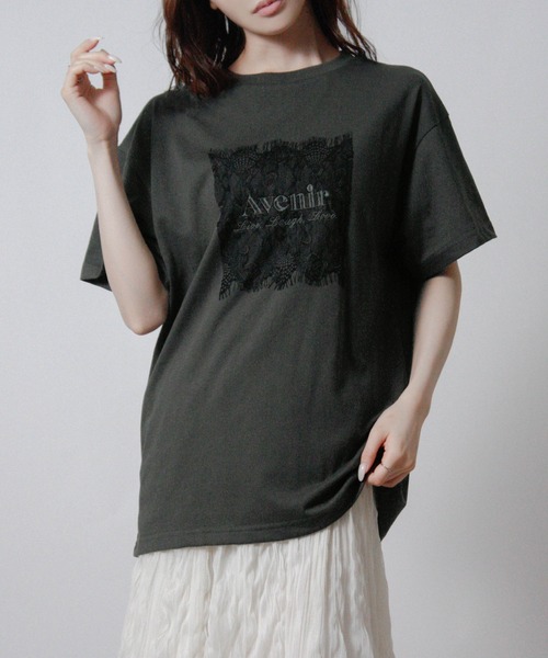 Social GIRL(ソーシャルガール)の「レースロゴ刺繍Tシャツ 半袖Tシャツ ロゴTシャツ(Tシャツ/カットソー・レディース・オフホワイト/チャコール/ブラック・M)」の12枚目の写真
