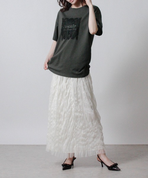 Social GIRL(ソーシャルガール)の「レースロゴ刺繍Tシャツ 半袖Tシャツ ロゴTシャツ(Tシャツ/カットソー・レディース・オフホワイト/チャコール/ブラック・M)」の17枚目の写真