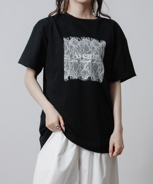 Social GIRL(ソーシャルガール)の「レースロゴ刺繍Tシャツ 半袖Tシャツ ロゴTシャツ(Tシャツ/カットソー・レディース・オフホワイト/チャコール/ブラック・M)」の19枚目の写真