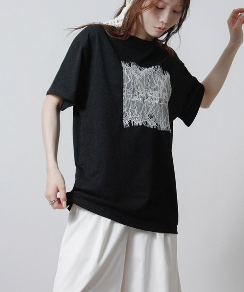 Social GIRL(ソーシャルガール)の「レースロゴ刺繍Tシャツ 半袖Tシャツ ロゴTシャツ(Tシャツ/カットソー・レディース・オフホワイト/チャコール/ブラック・M)」の22枚目の写真