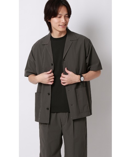 AOYAMA(アオヤマ)の「半袖オーバーシャツ【マルチウェイ】【セットアップ着用可】(シャツ/ブラウス・メンズ・ブラック/グレー・S/L/M/LL)」の2枚目の写真