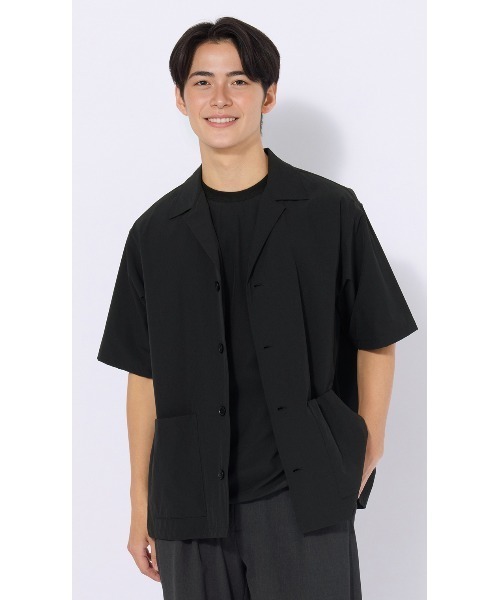 AOYAMA(アオヤマ)の「半袖オーバーシャツ【マルチウェイ】【セットアップ着用可】(シャツ/ブラウス・メンズ・ブラック/グレー・S/L/M/LL)」の1枚目の写真