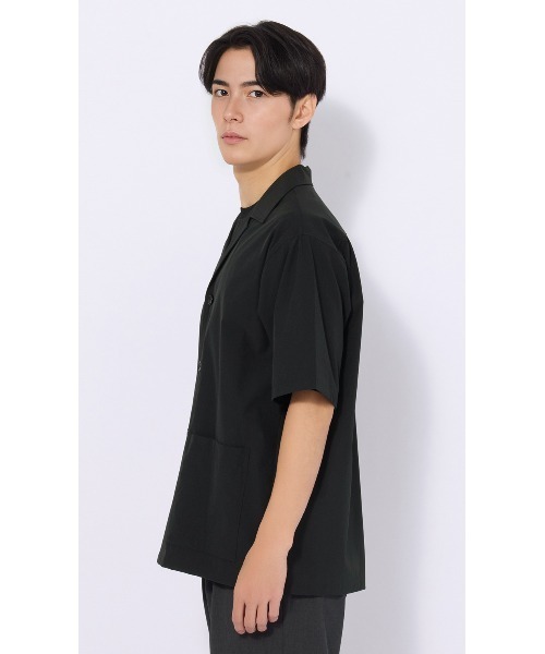 AOYAMA(アオヤマ)の「半袖オーバーシャツ【マルチウェイ】【セットアップ着用可】(シャツ/ブラウス・メンズ・ブラック/グレー・S/L/M/LL)」の4枚目の写真