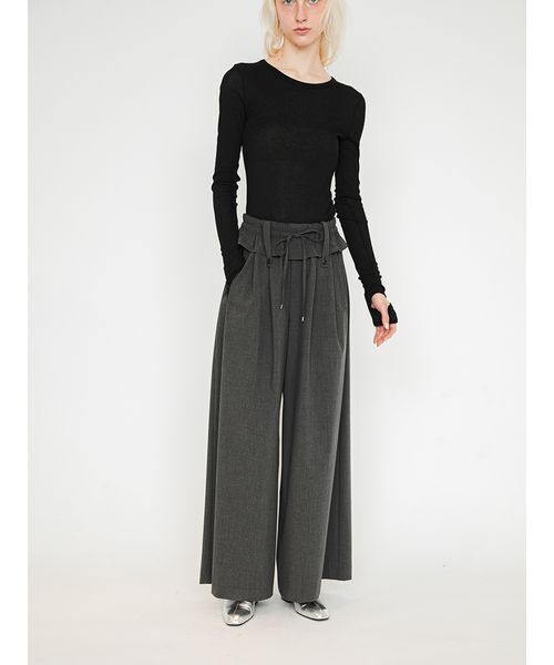 SORIN(ソリン )の「Inside Out Waist Wide Pants/インサイドアウトウエスト ワイドパンツ(その他パンツ・レディース・ストライプ/ダークグレー・36/38)」の1枚目の写真
