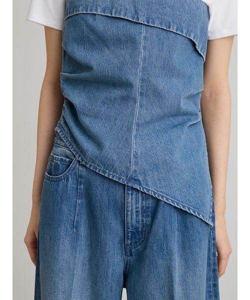 MIESROHE(ミースロエ)の「【洗える】デニムドレープラインビスチェ(その他トップス・レディース・インディゴブルー/ホワイト/ブルー・F)」の11枚目の写真