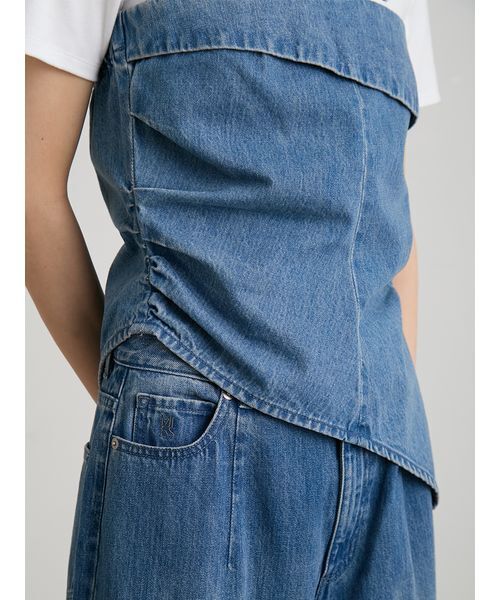 MIESROHE(ミースロエ)の「【洗える】デニムドレープラインビスチェ(その他トップス・レディース・インディゴブルー/ホワイト/ブルー・F)」の12枚目の写真