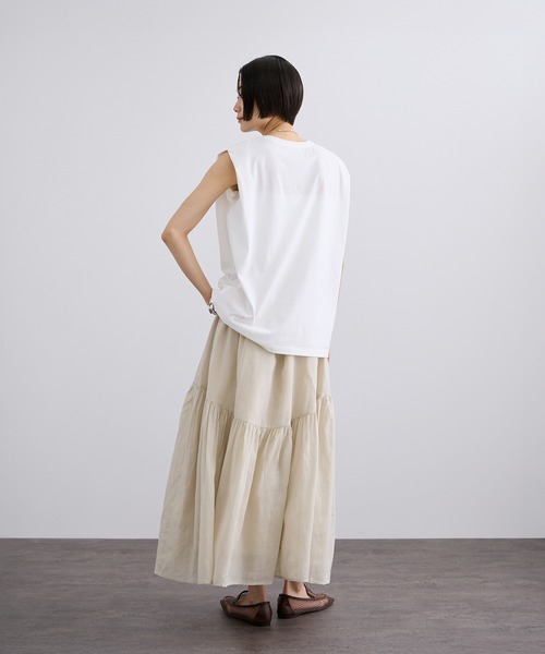 SALON adam et rope'（サロン アダム エ ロペ）の「プリマベールショルダータックノースリーブプルオーバー / UVケア（Tシャツ/カットソー・レディース・ブラック/オフホワイト/キャメル・FREE）」の19枚目の写真