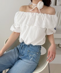 チョーカー付きフリルバルーントップス