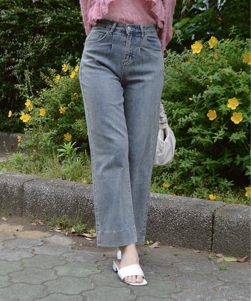 &soiree(アンドソワレ)の「ハイウエストストレートデニム(デニムパンツ・レディース・インディゴブルー/ライトブルー・LARGE/MEDIUM)」の3枚目の写真