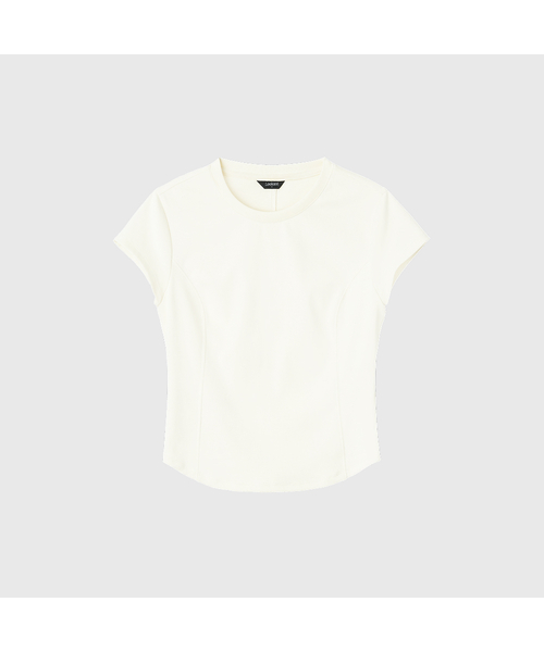 LOOKAST(ルックキャスト)の「ディアンカットラインポイントTシャツ / DIANE CUT LINE POINT T-SHIRT_3colors(Tシャツ/カットソー・レディース・ライトイエロー/ブラック/ホワイト・SMALL/MEDIUM)」の3枚目の写真