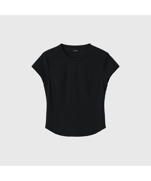 LOOKAST(ルックキャスト)の「ディアンカットラインポイントTシャツ / DIANE CUT LINE POINT T-SHIRT_3colors(Tシャツ/カットソー・レディース・ライトイエロー/ブラック/ホワイト・SMALL/MEDIUM)」の2枚目の写真