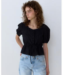 CRINKLE NATURAL BLOUSE BLACK