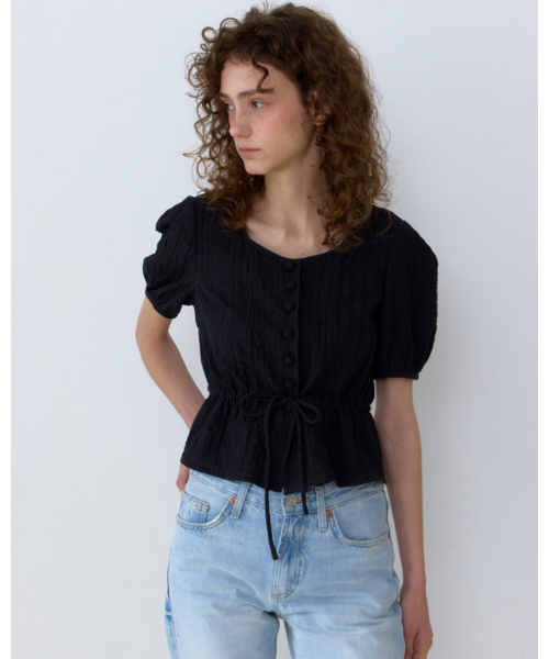UNNOUT(アナウト)の「CRINKLE NATURAL BLOUSE BLACK(シャツ/ブラウス・レディース・その他・SMALL/MEDIUM)」の1枚目の写真