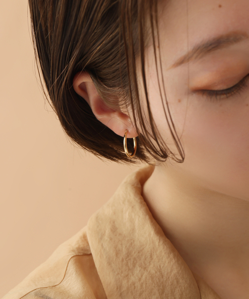 Lilas(リラ)の「20mmフープパイプピアス K18(両耳)(ピアス(両耳用)・レディース・ゴールド・FREE)」の1枚目の写真