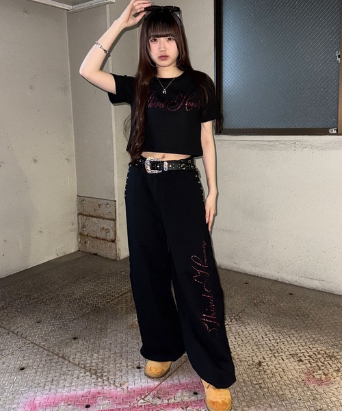 ATMARK(アットマーク)の「《3サイズ展開 / UNISEX 》ATMARK THラインストーンテレコリブ半袖Tシャツ(Tシャツ/カットソー・メンズ・ブラック系1/カーキ系1/カーキ系2/ブラック系2・L/M/S)」の8枚目の写真