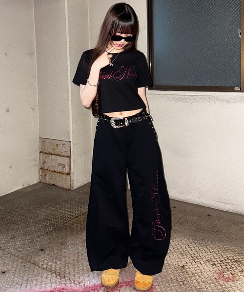ATMARK(アットマーク)の「《3サイズ展開 / UNISEX 》ATMARK THラインストーンテレコリブ半袖Tシャツ(Tシャツ/カットソー・メンズ・ブラック系1/カーキ系1/カーキ系2/ブラック系2・L/M/S)」の10枚目の写真