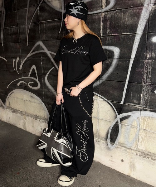 ATMARK(アットマーク)の「《3サイズ展開 / UNISEX 》ATMARK THラインストーンテレコリブ半袖Tシャツ(Tシャツ/カットソー・メンズ・ブラック系1/カーキ系1/カーキ系2/ブラック系2・L/M/S)」の22枚目の写真