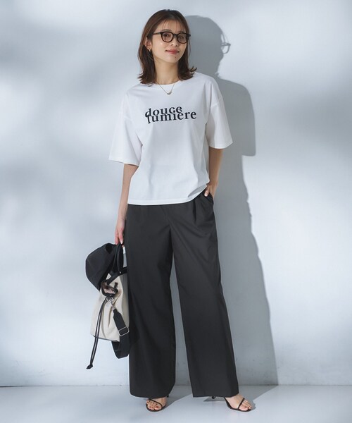 UNTITLED（アンタイトル）の「【ウエストゴム】タフタワイドパンツ（その他パンツ・レディース・ダークブラウン/ブラック/ホワイト・02/04/03/01/00/48/46/50/44/42）」の12枚目の写真