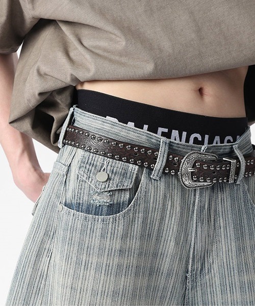 Ressaca(レサーカ)の「ダメージ加工ストライプデニムショートパンツ(デニムパンツ・メンズ・ブルー/ブラック・XL/L/M)」の15枚目の写真