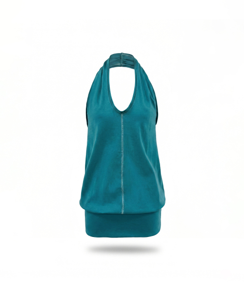 PORTERNA（ポルテナ）の「OPEN-BACK DRAPED HALTER TOP-TEAL BLUE（Tシャツ/カットソー・レディース・その他・OS）」の9枚目の写真