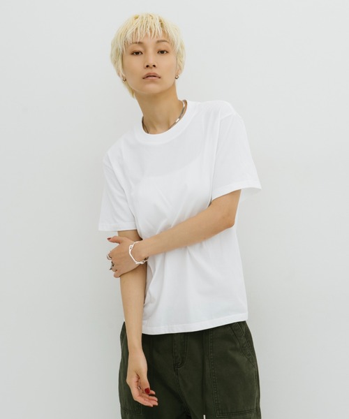 HANNE(アン)の「ミニマルワイドバインダーTEE(Tシャツ/カットソー・レディース・ホワイト/ブラック・FREE)」の10枚目の写真